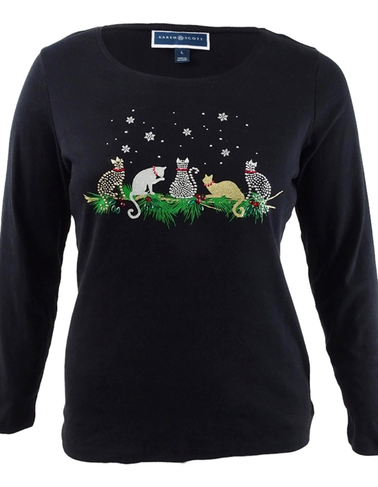 Karen Scott Christmas Cat Sweater